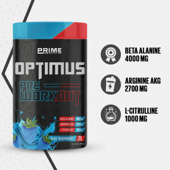 Prime Nutrition Optimus Pre-Workout 490 gram Blue Raspberry