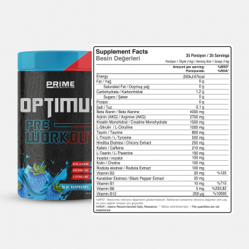 Prime Nutrition Optimus Pre-Workout 490 gram Blue Raspberry