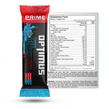 Prime Nutrition Optimus Pre-Workout 14 gram Blue Raspberry